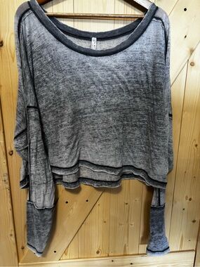 Free People Washed Gray Long Sleeve Women's Top
